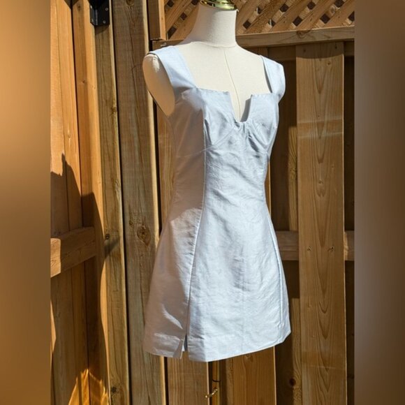 🆕 CULT GAIA 🧿 NWOT Marizia Silk-Dupioni Mini Dress, Coastal Blue - Sz US 2 - Picture 5 of 16